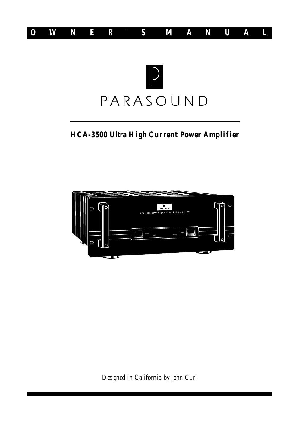 parasound hca 3500 owners manual