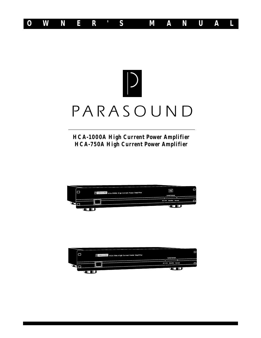 parasound hca 750 1000 owners manual