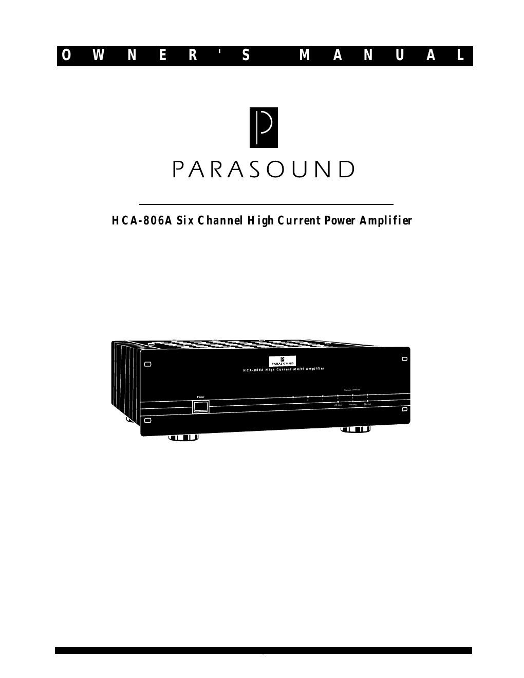 parasound hca 806 a owners manual