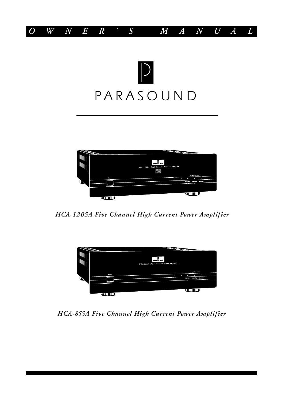 parasound hca 855 a owners manual