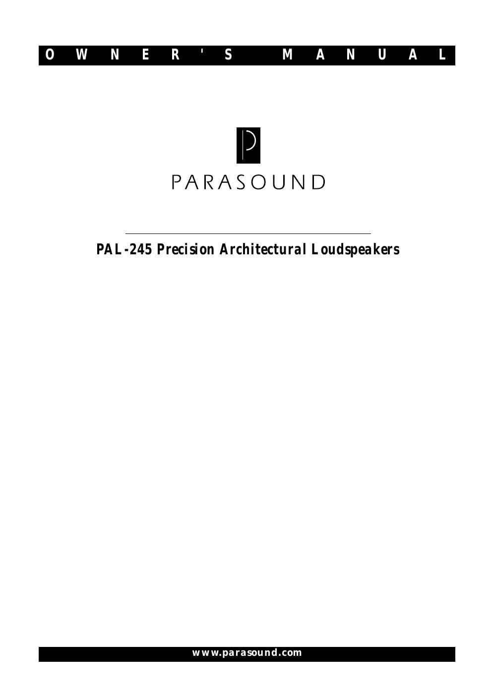 parasound pal 245 owners manual