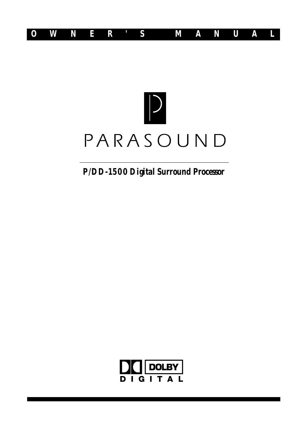 parasound pdd 1500 owners manual