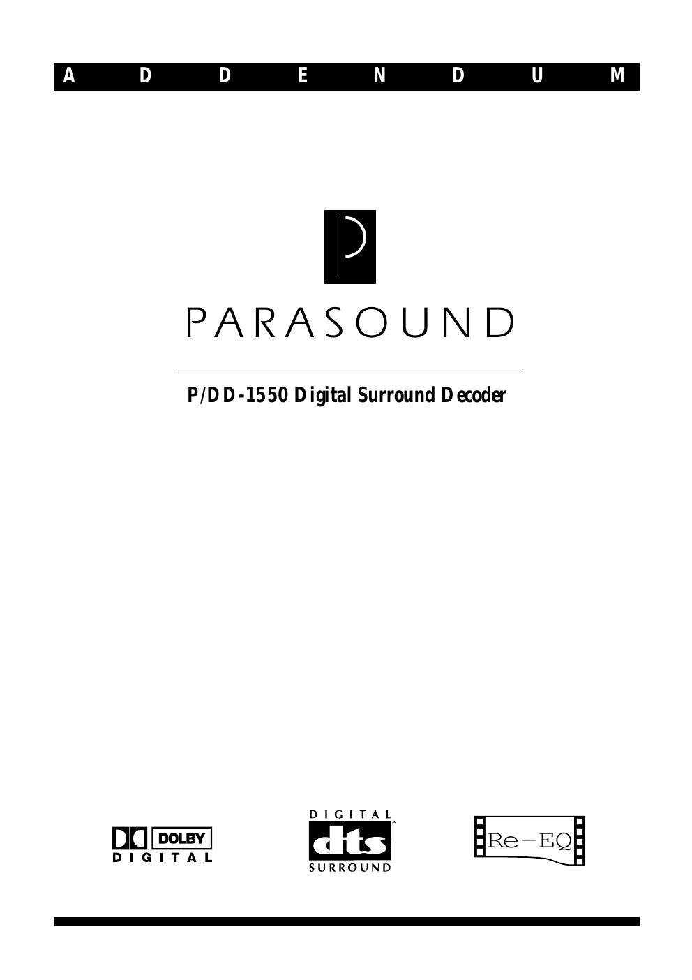 parasound pdd 1550 owners manual