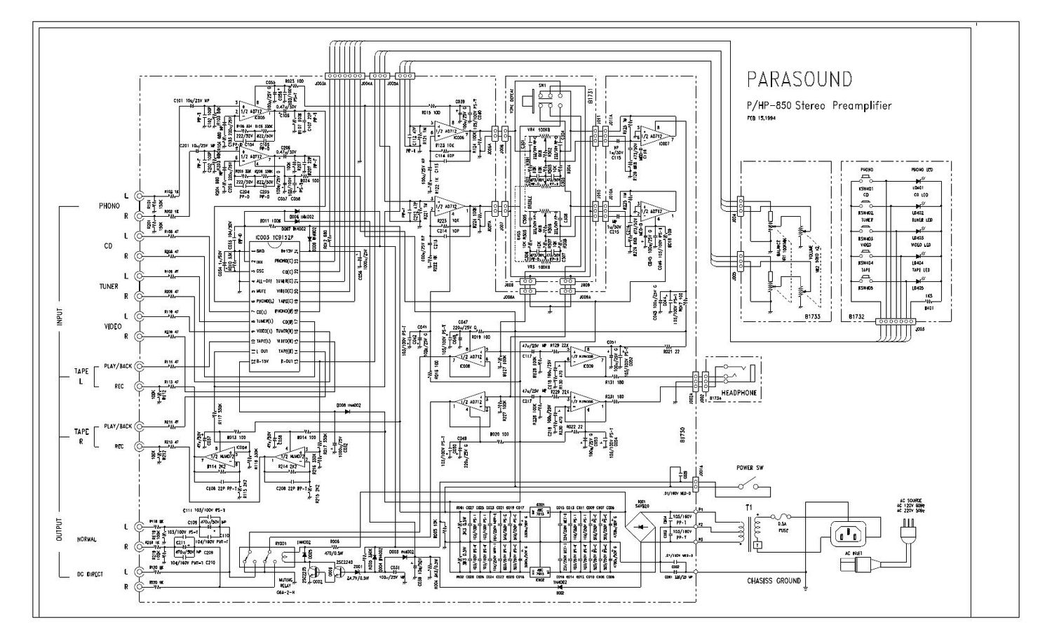 parasound php 850 schematic