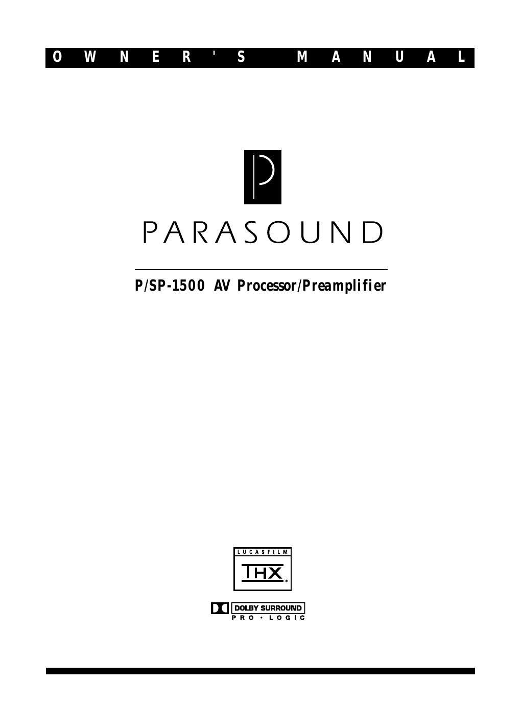 parasound psp 1500 owners manual