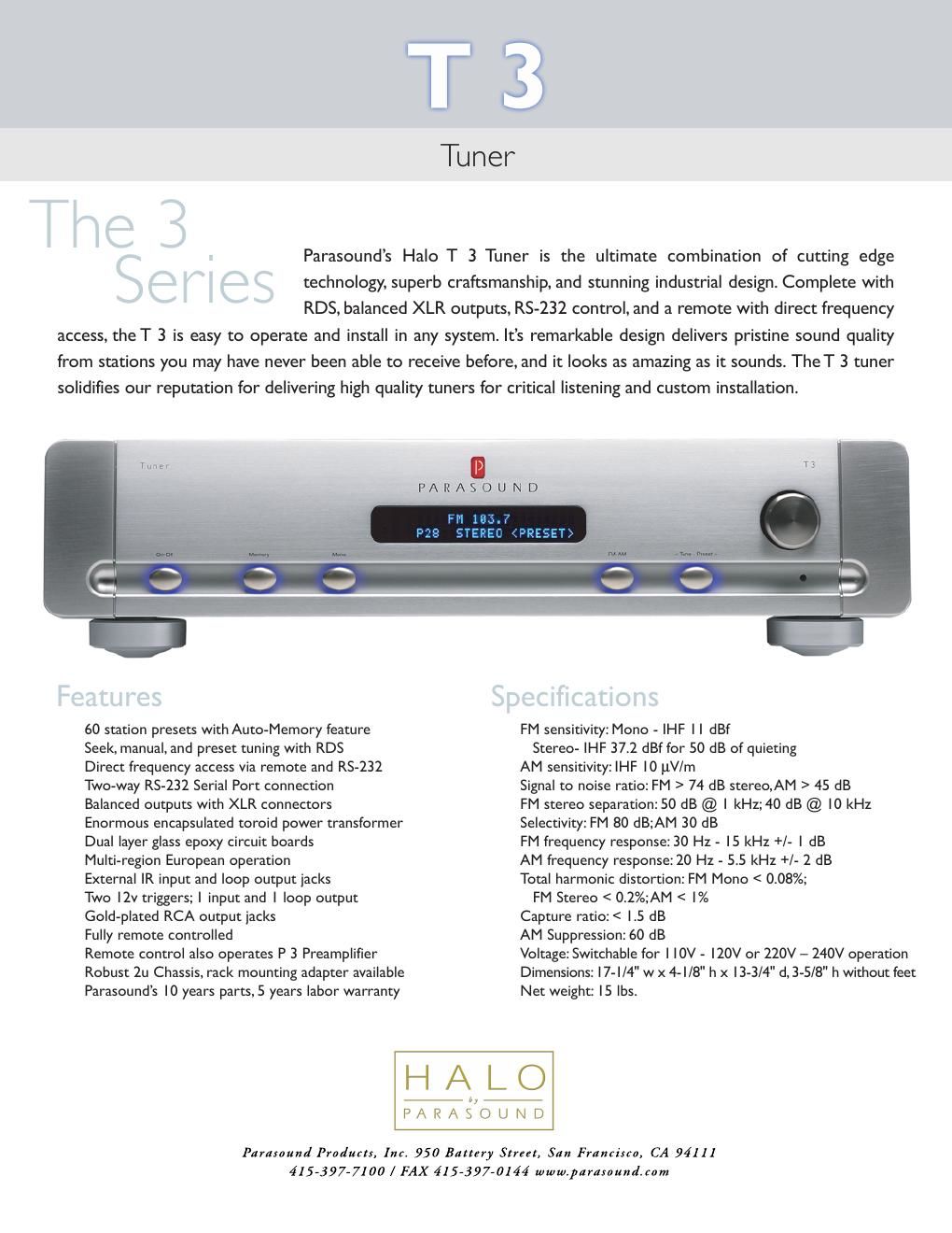 parasound t 3 e brochure