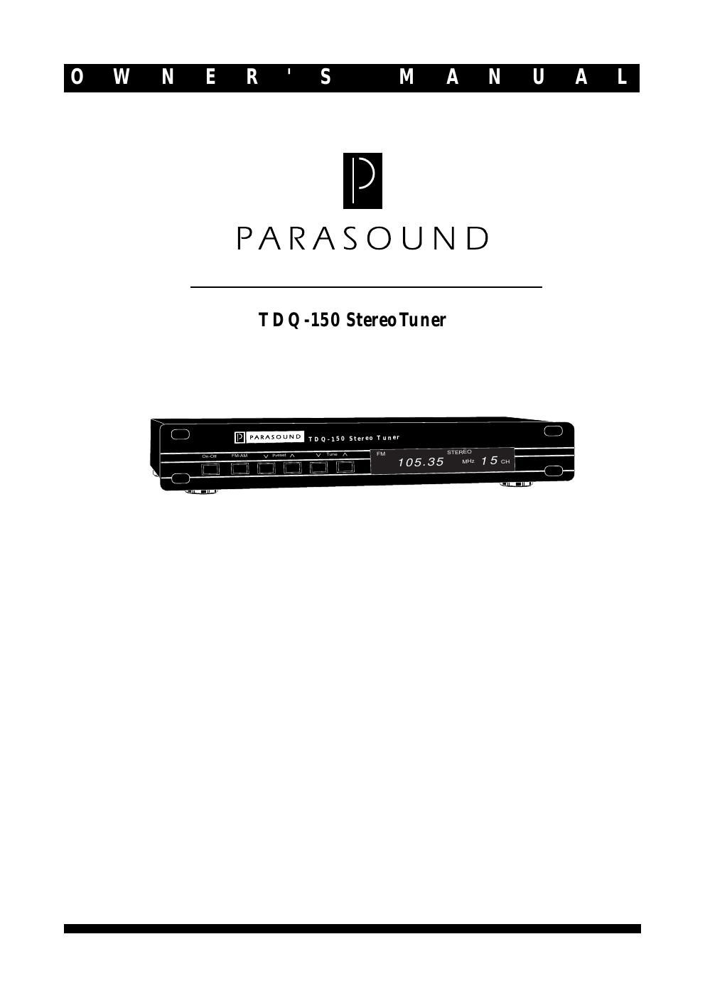 parasound tdq 150 owners manual