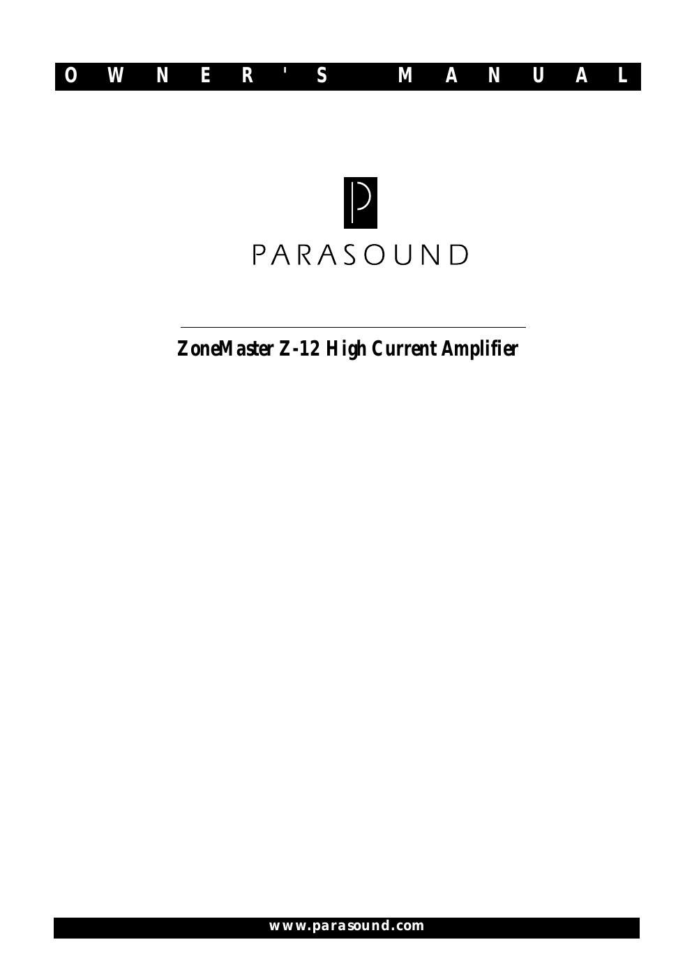 parasound z 12 owners manual