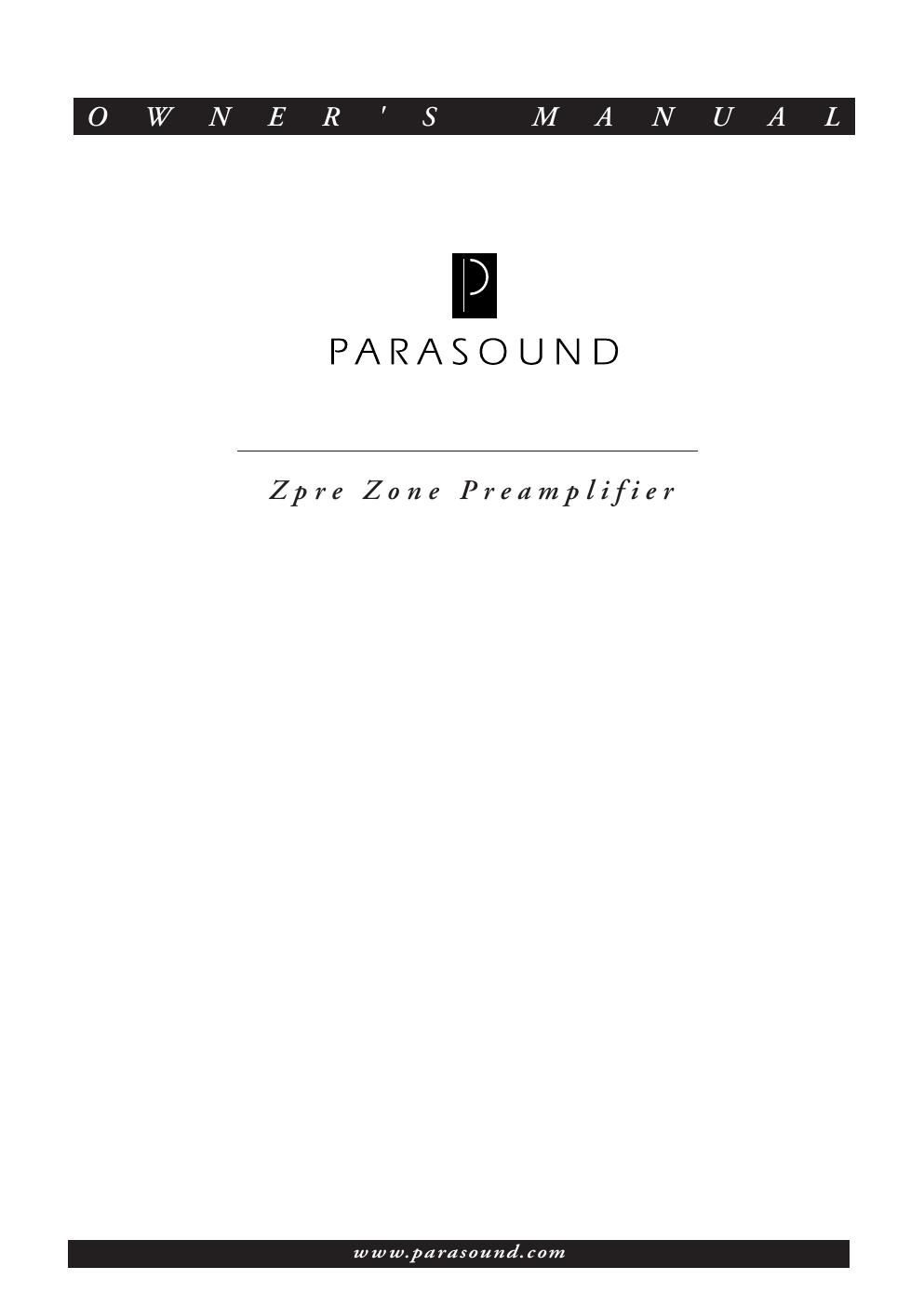 parasound z pre owners manual