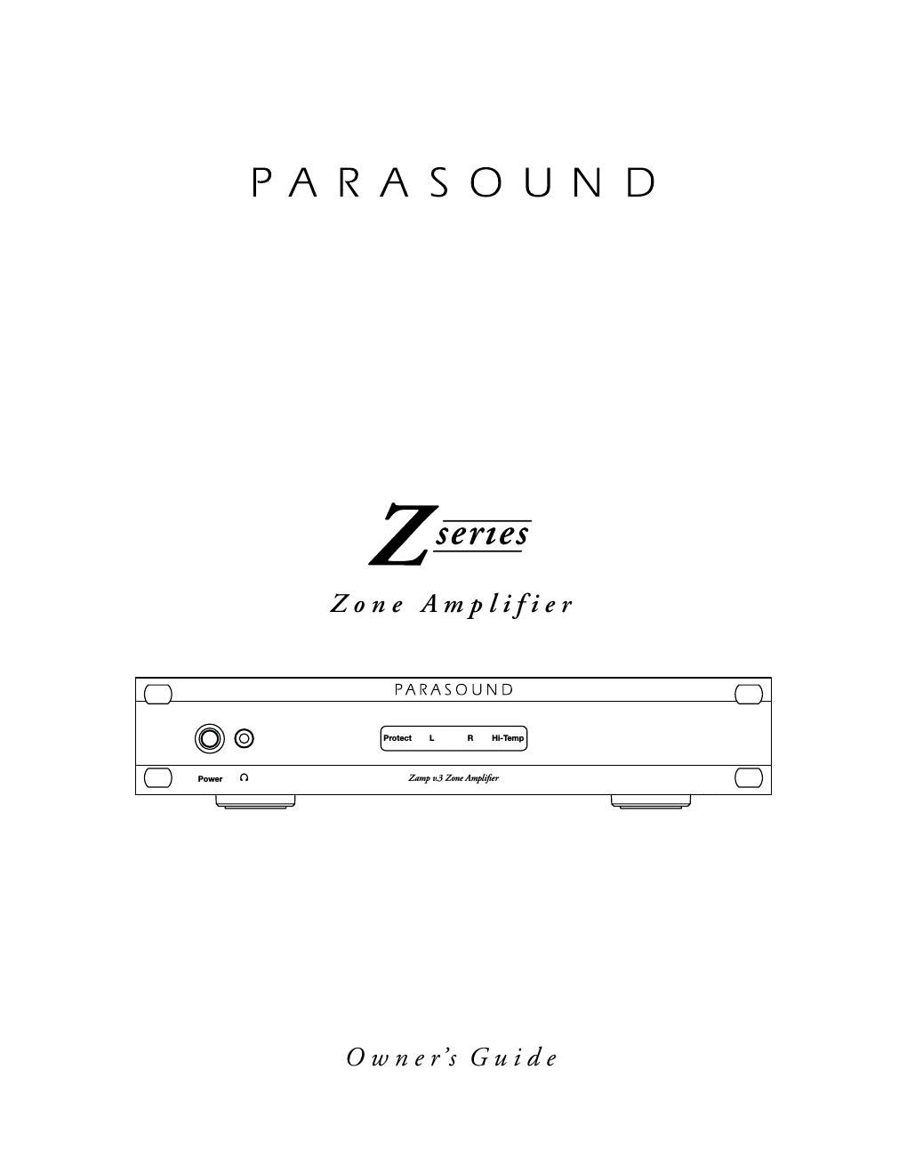 parasound zamp mk3 owners manual