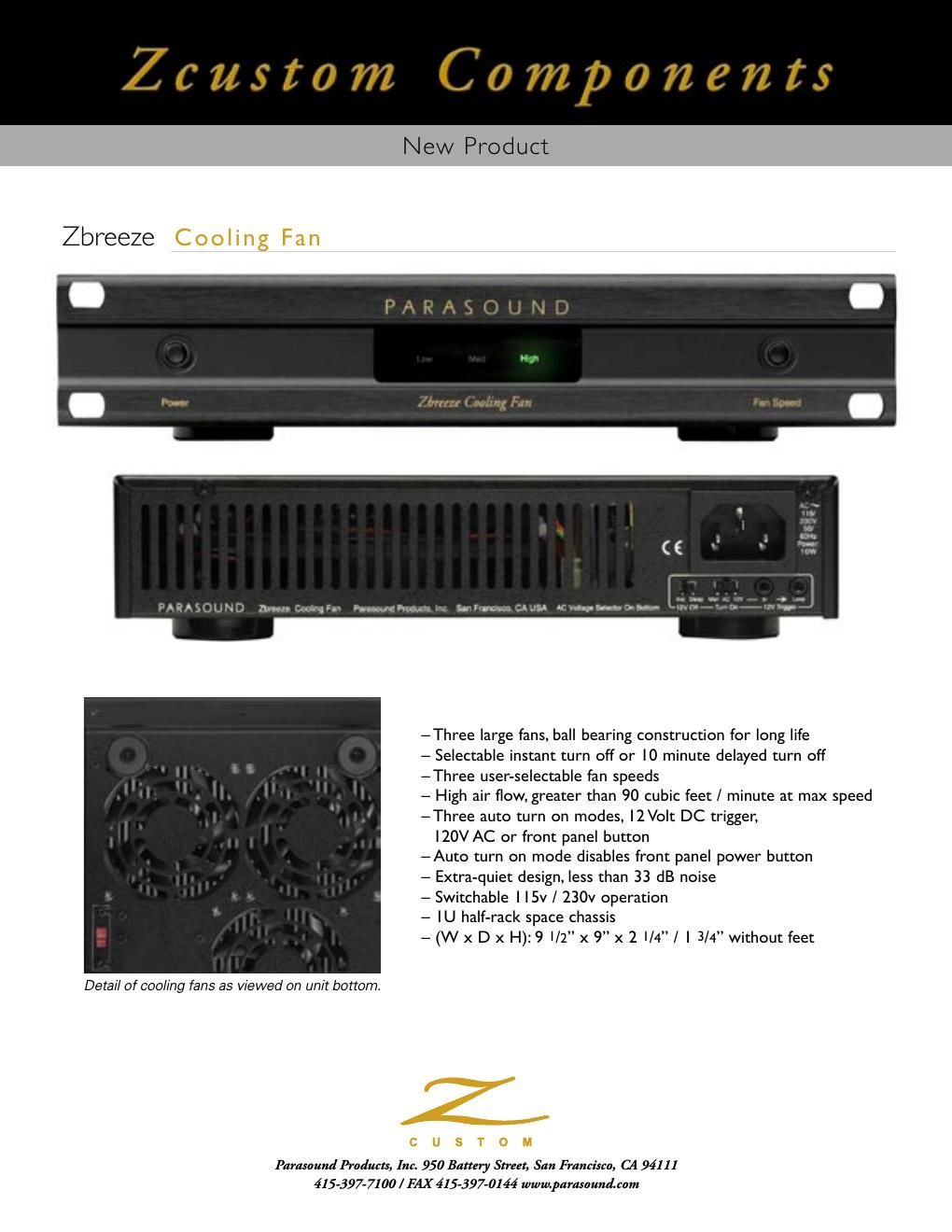 parasound zbreeze brochure