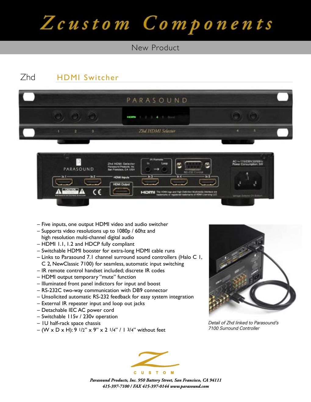 parasound zhd brochure