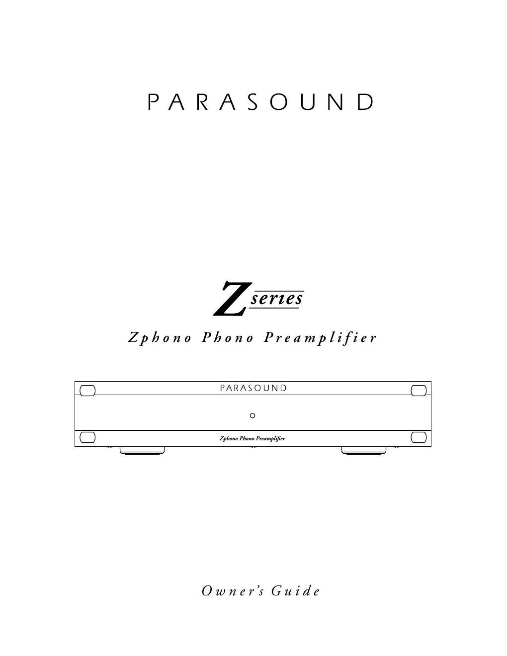parasound zphono owners manual