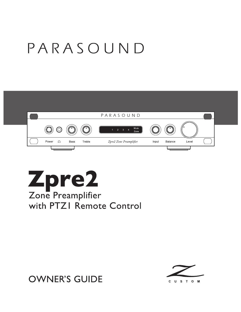 parasound zpre 2 owners manual