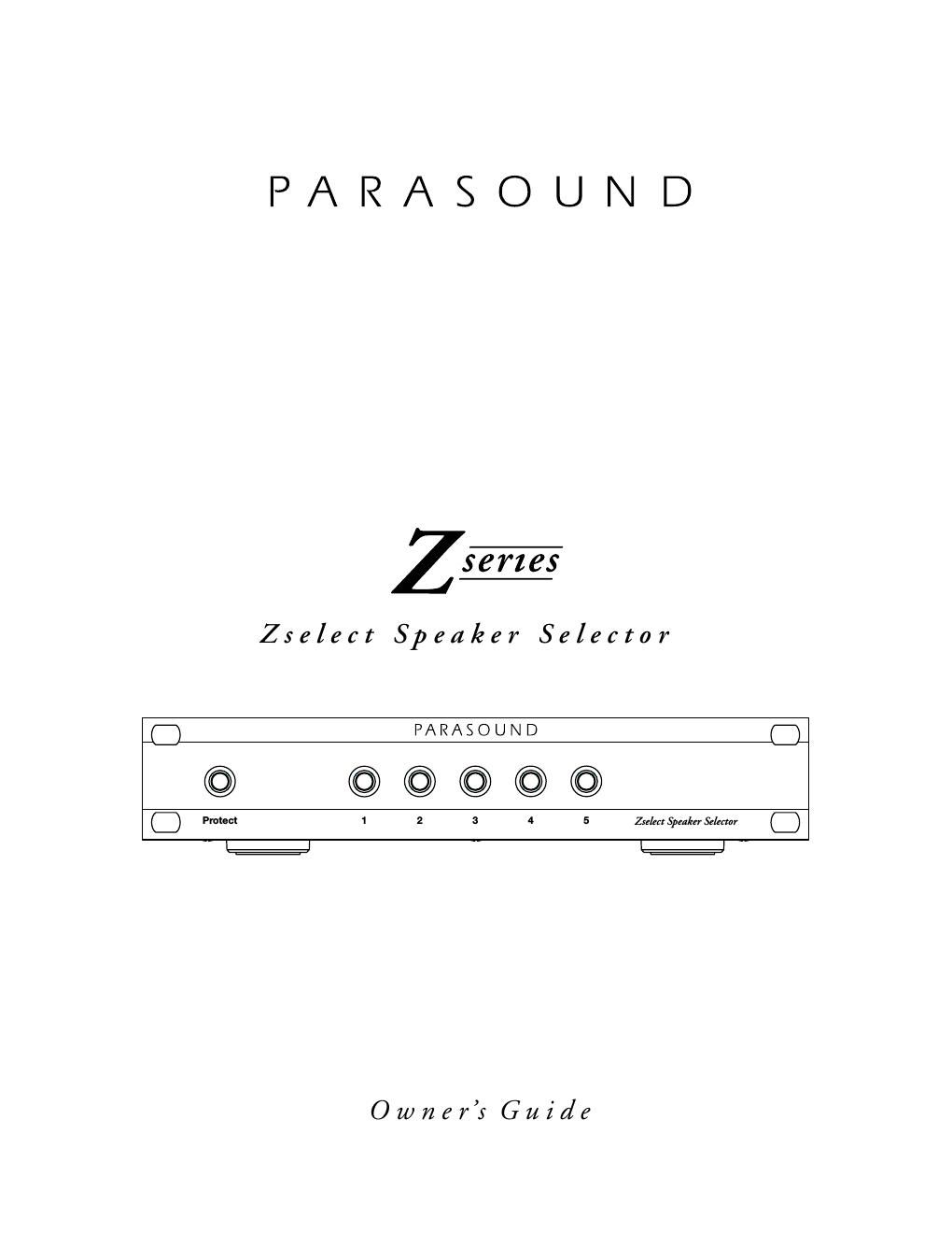 parasound zselect owners manual