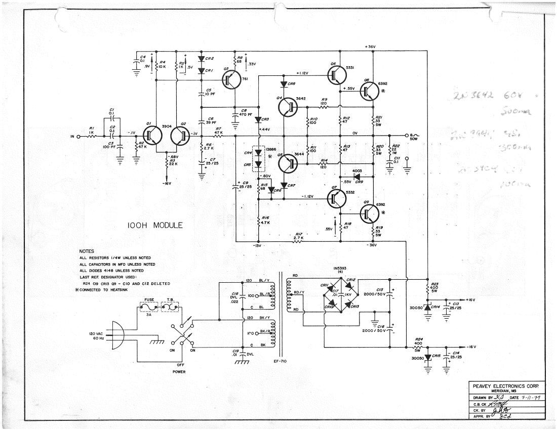 Peavey 100H 7 79 Power Module Schematic