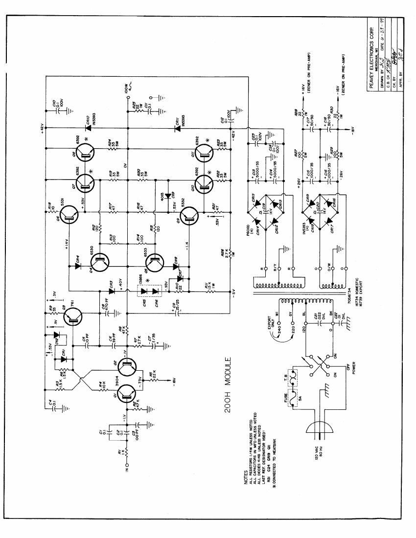 Peavey 200H 6 79 Power Module Schematic