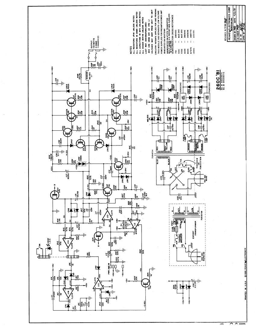 Peavey 260C 4 81 Power Module Schematic