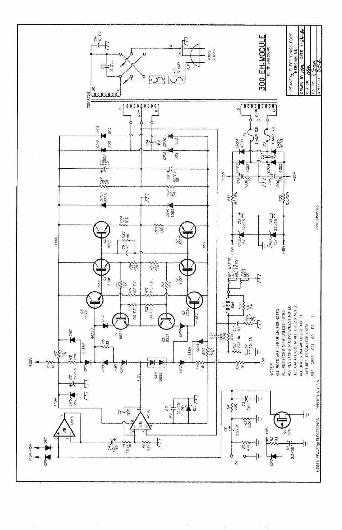 Peavey 300EH Power Module Schematic