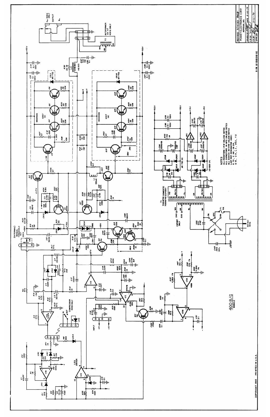 Peavey 400BG Power Module Schematic