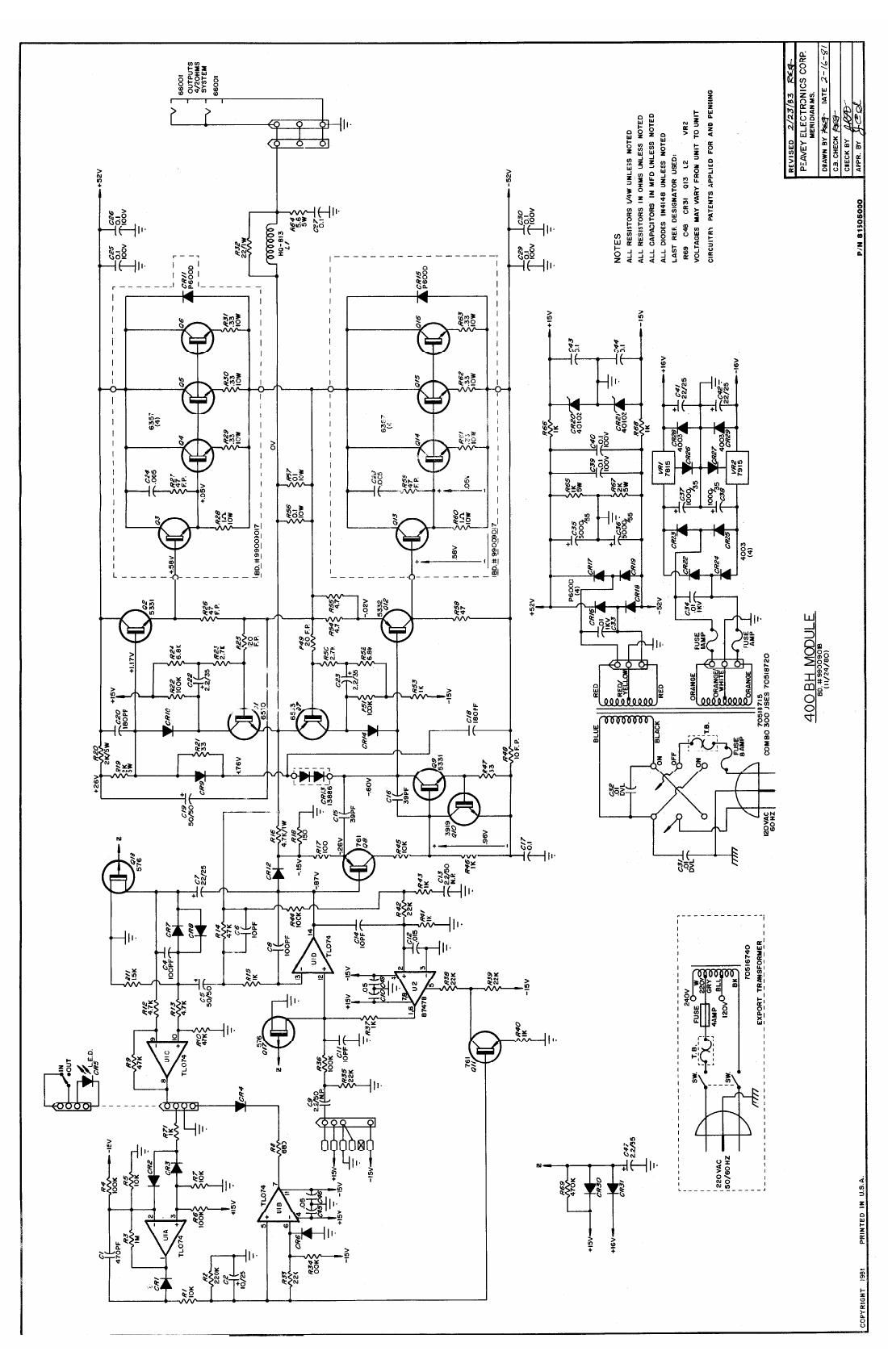 Peavey 400BH Power Module Schematic