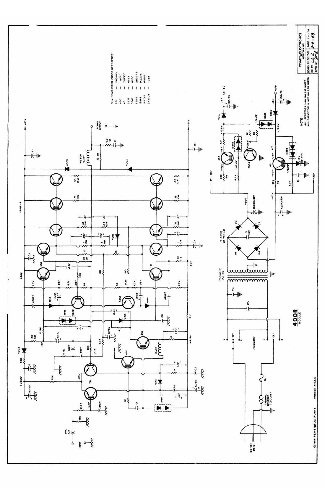 Peavey 400R Power Module Schematic