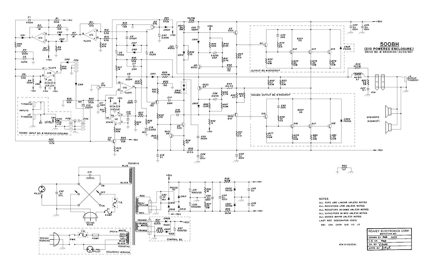 Peavey 500BH Power Module Schematic