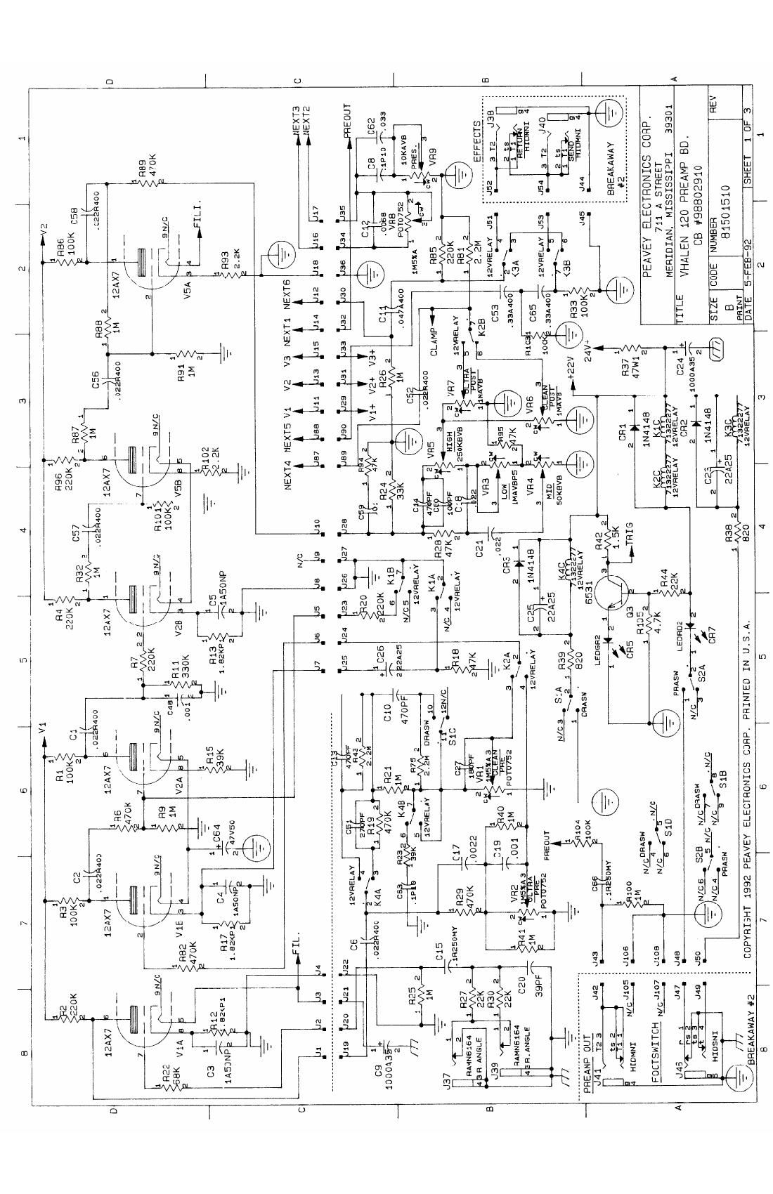 Peavey 5150 EVH 120 2 92 Schematics