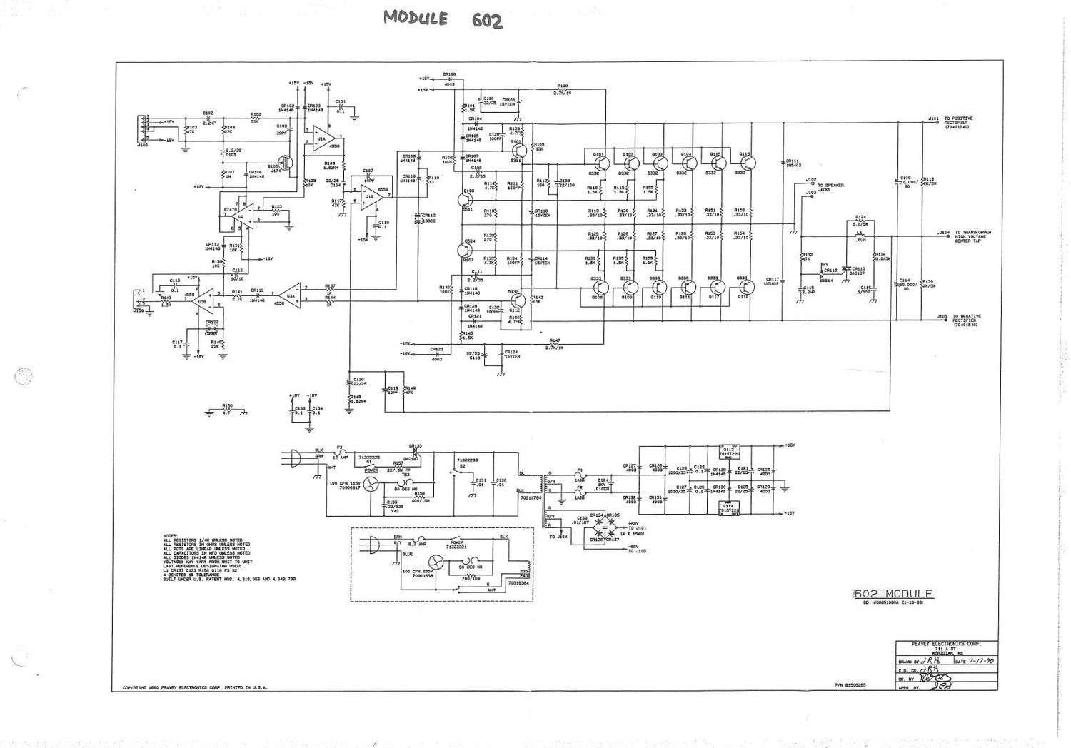 Peavey 602 Power Module Schematic