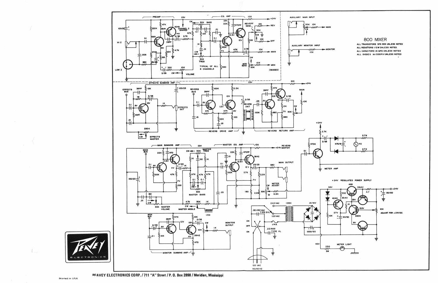 Peavey 800 Mixer Schematic