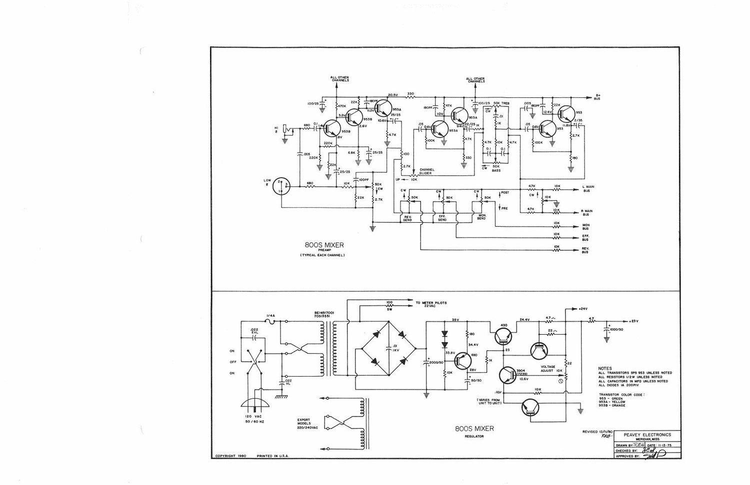 Peavey 800S Mixer Schematics