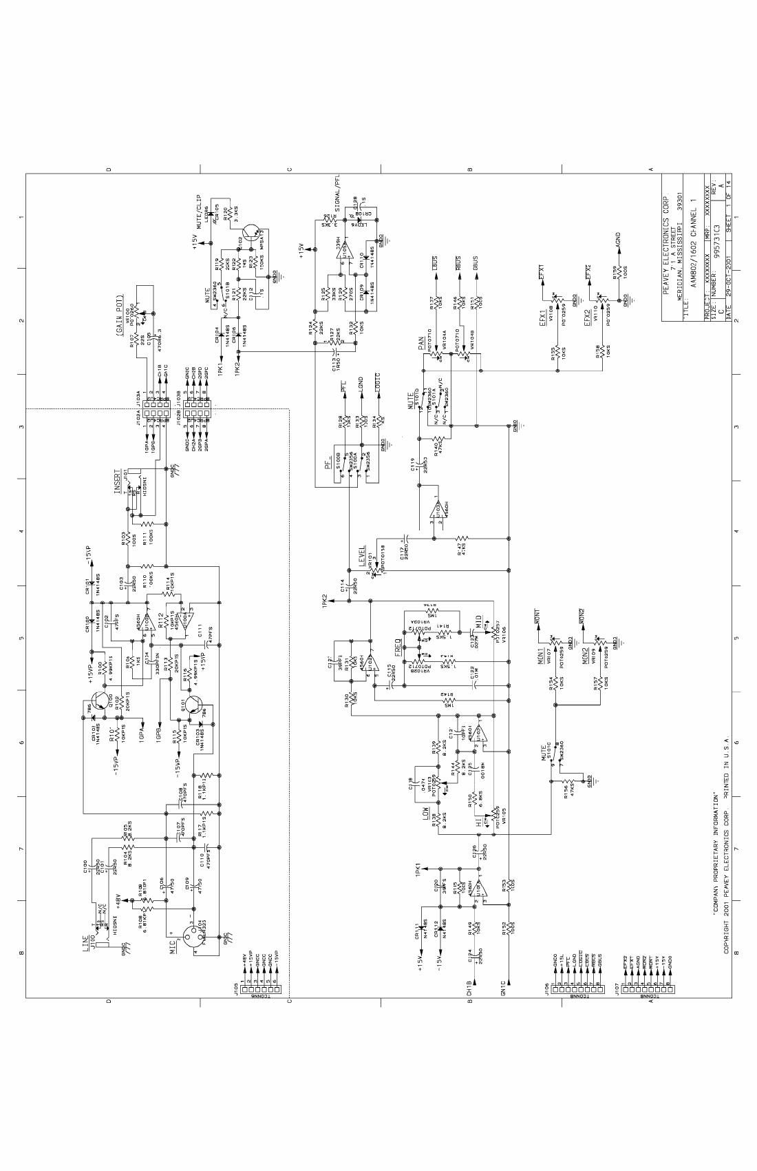 Peavey AAM802 1602 Mixer Schematics