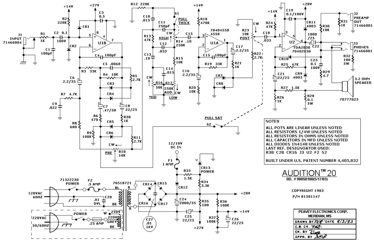 Peavey Audition 20 Schematic