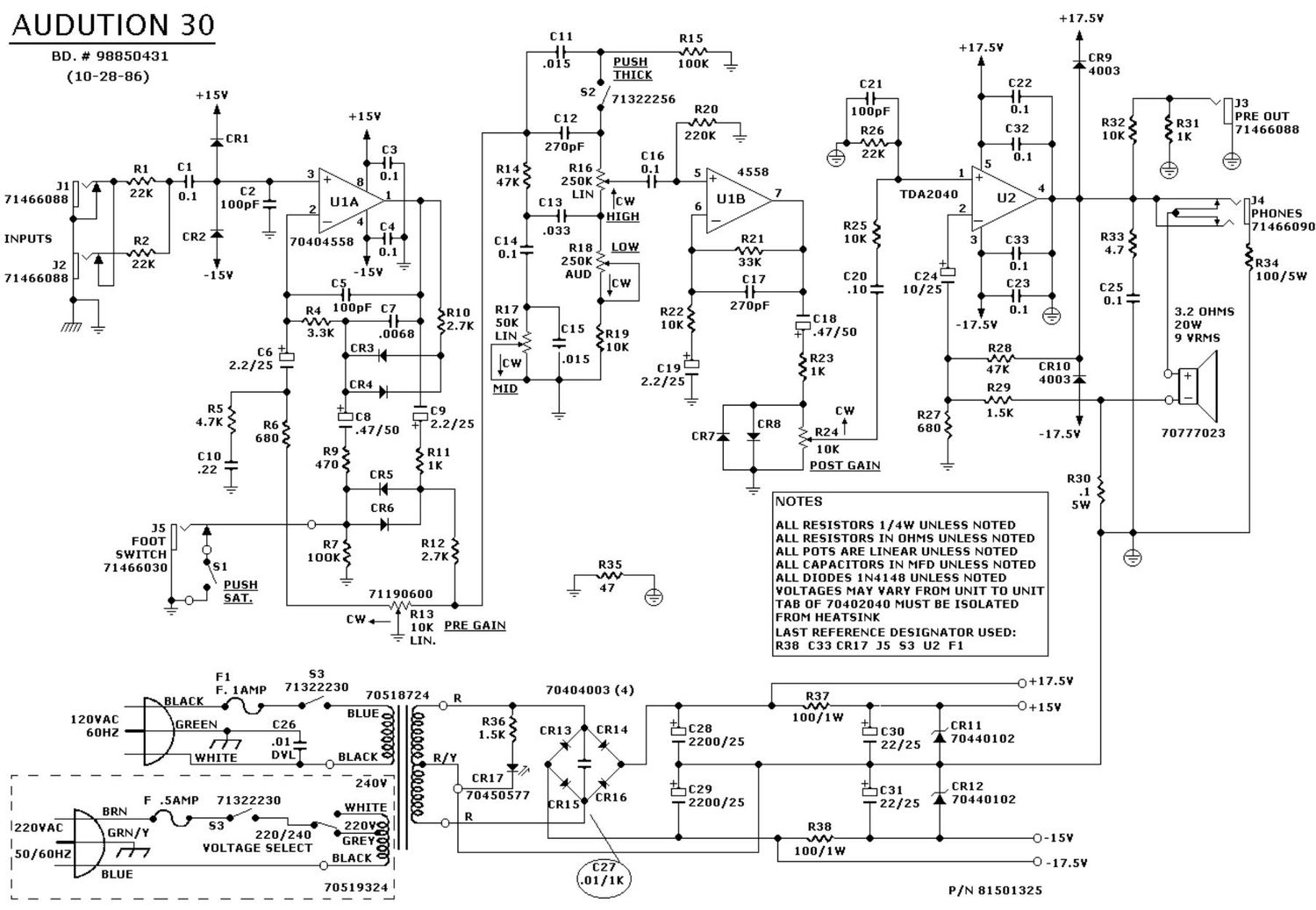 Peavey Audition 30 Schematic