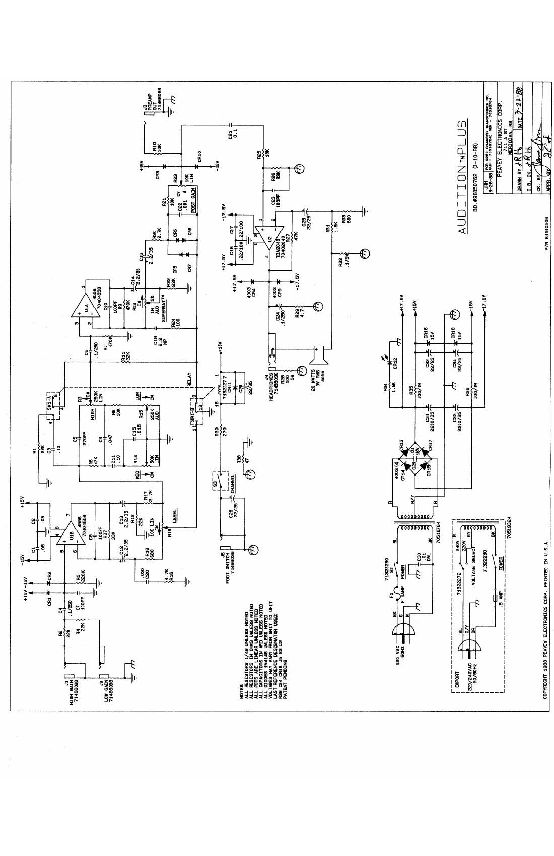 Peavey Audition Plus Schematic