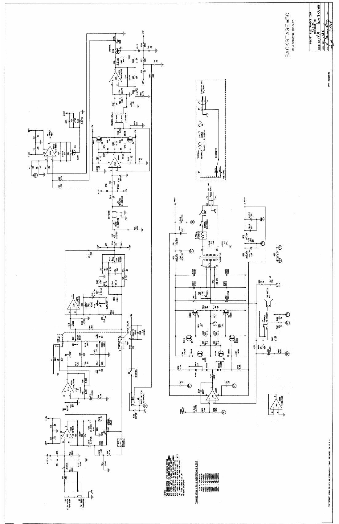 Peavey Backstage 50 Schematic