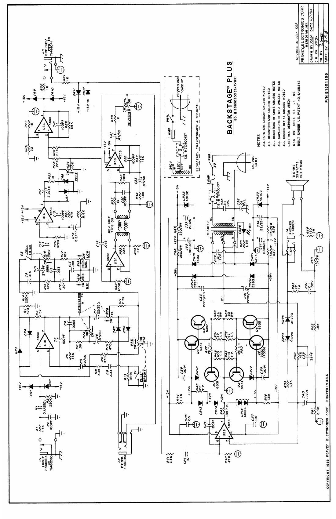 Peavey Backstage Plus Schematic