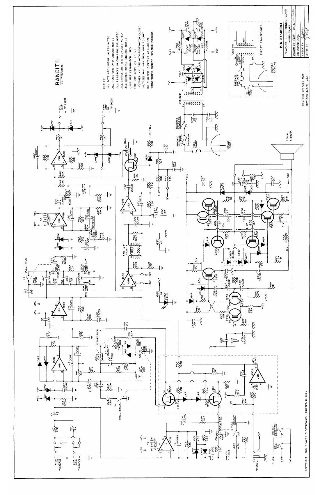 Peavey Bandit 10 80 Schematic