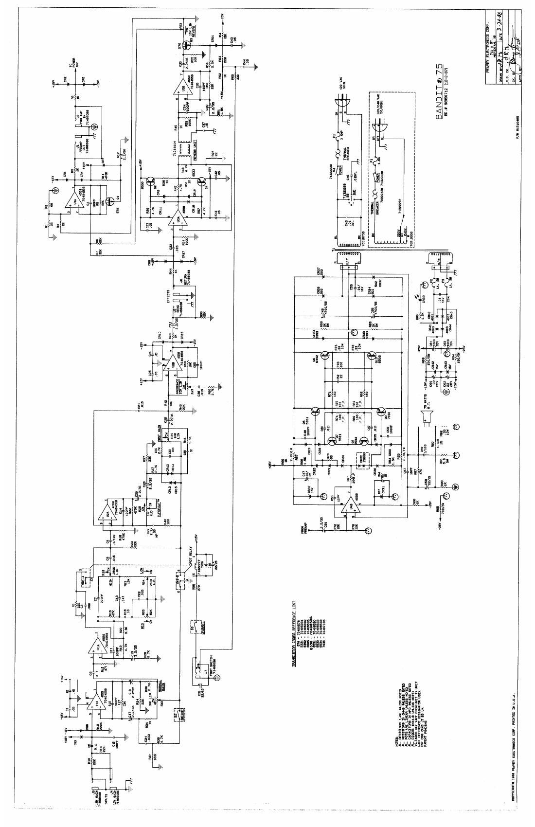 Peavey Bandit 75 3 88 Schematic