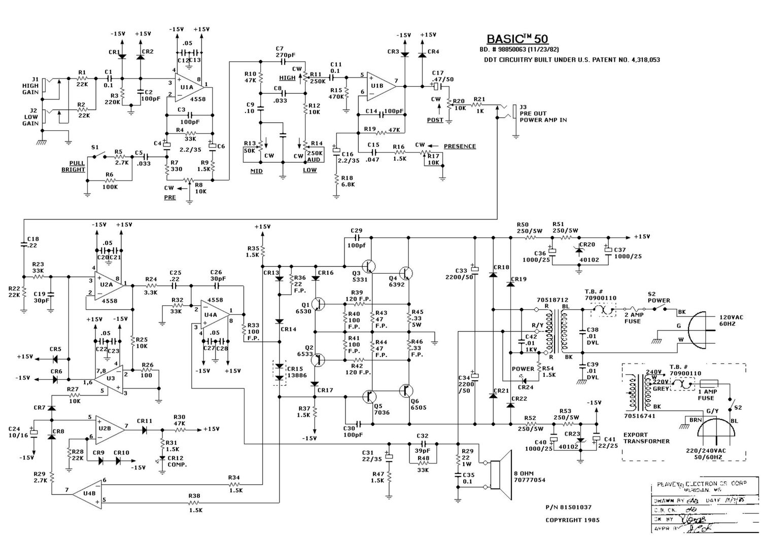 Peavey Basic 50 Schematic