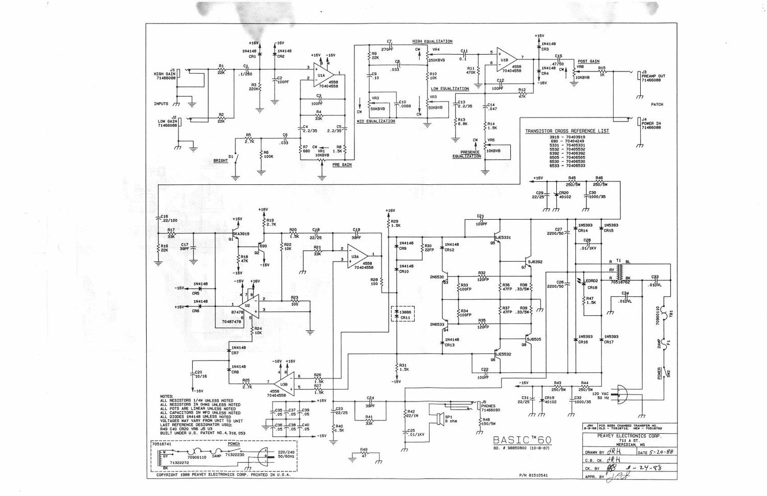 Peavey Basic 60 Schematic