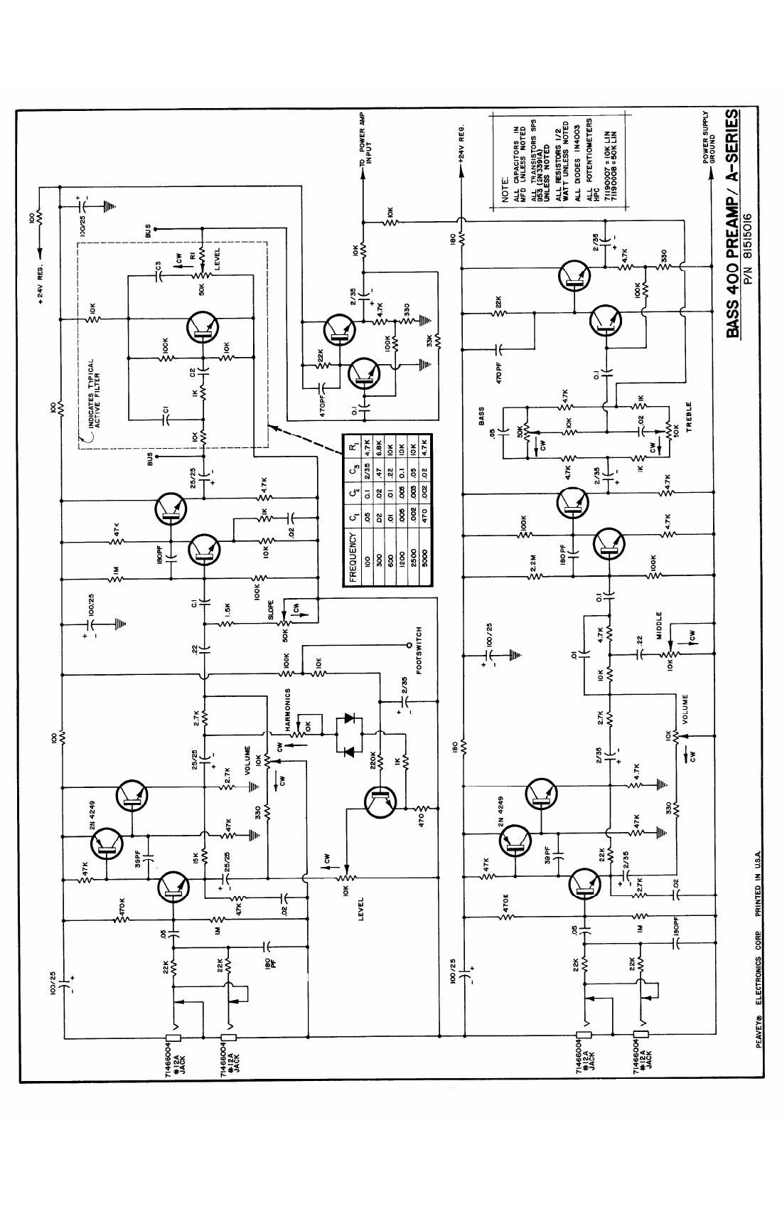 Peavey Bass 400 A Series Schematics