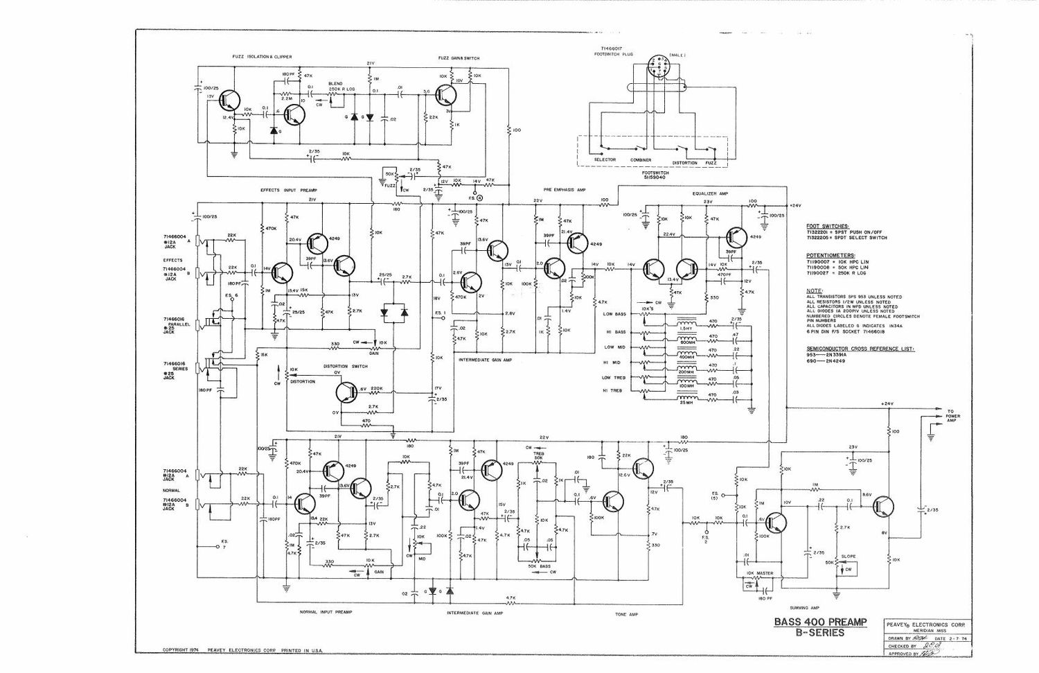 Peavey Bass 400 B Series Schematics