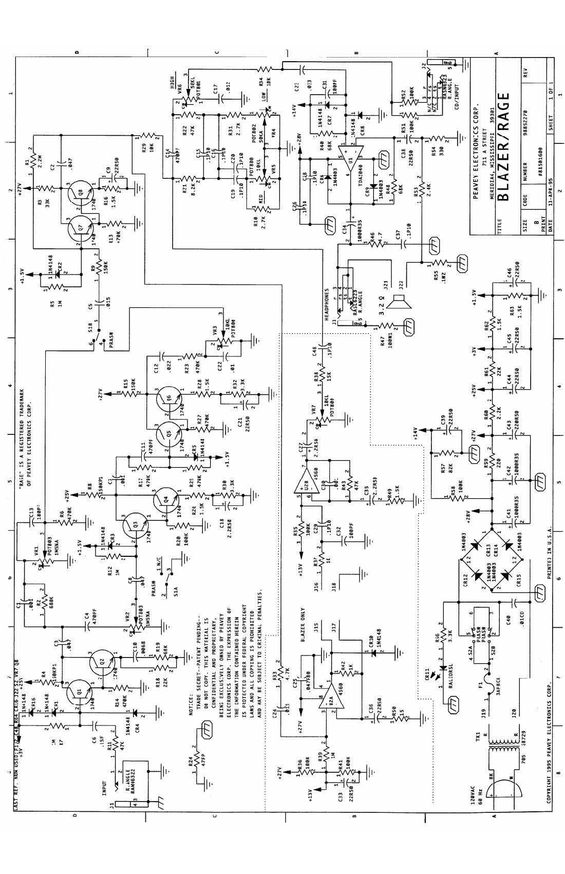 Peavey Blazer Rage 4 95 Schematic