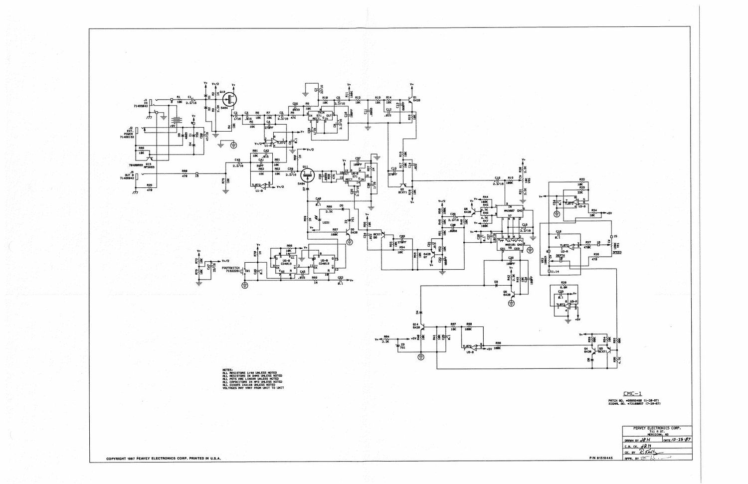 Peavey CMC Chorus Pedal Schematic