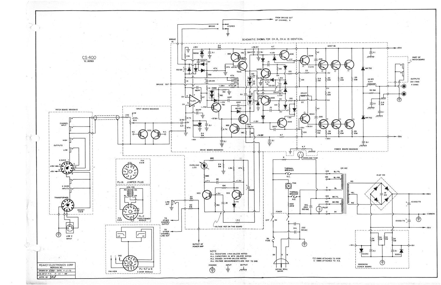 Peavey CS 400 B Series 9 78 Schematic