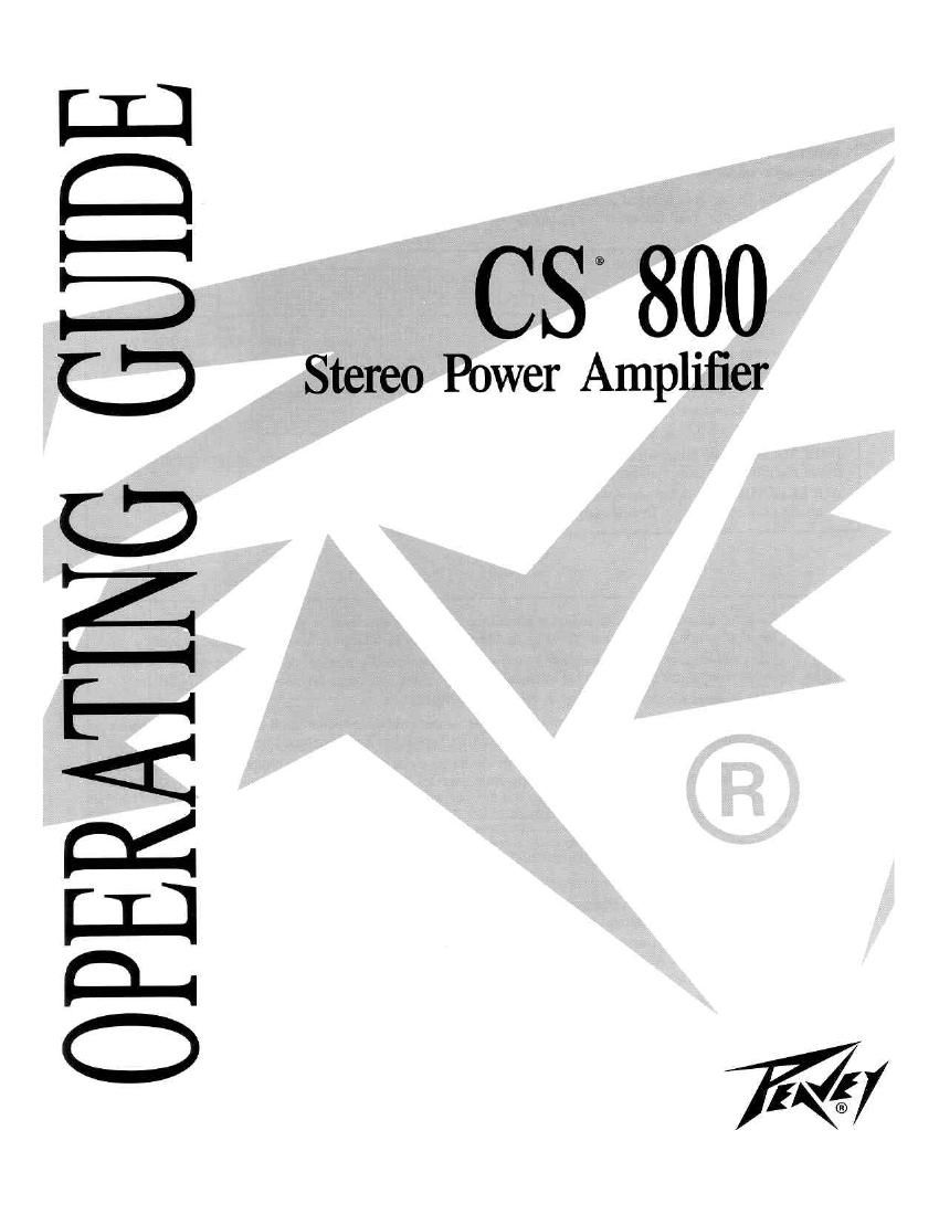 Peavey CS 800 Operating Manual