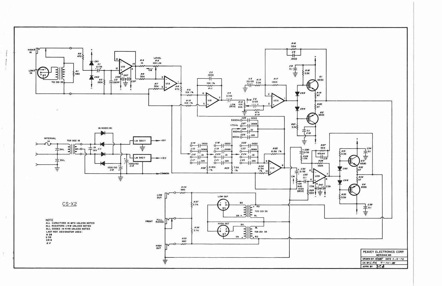 Peavey CS X2 Crossover Schematic