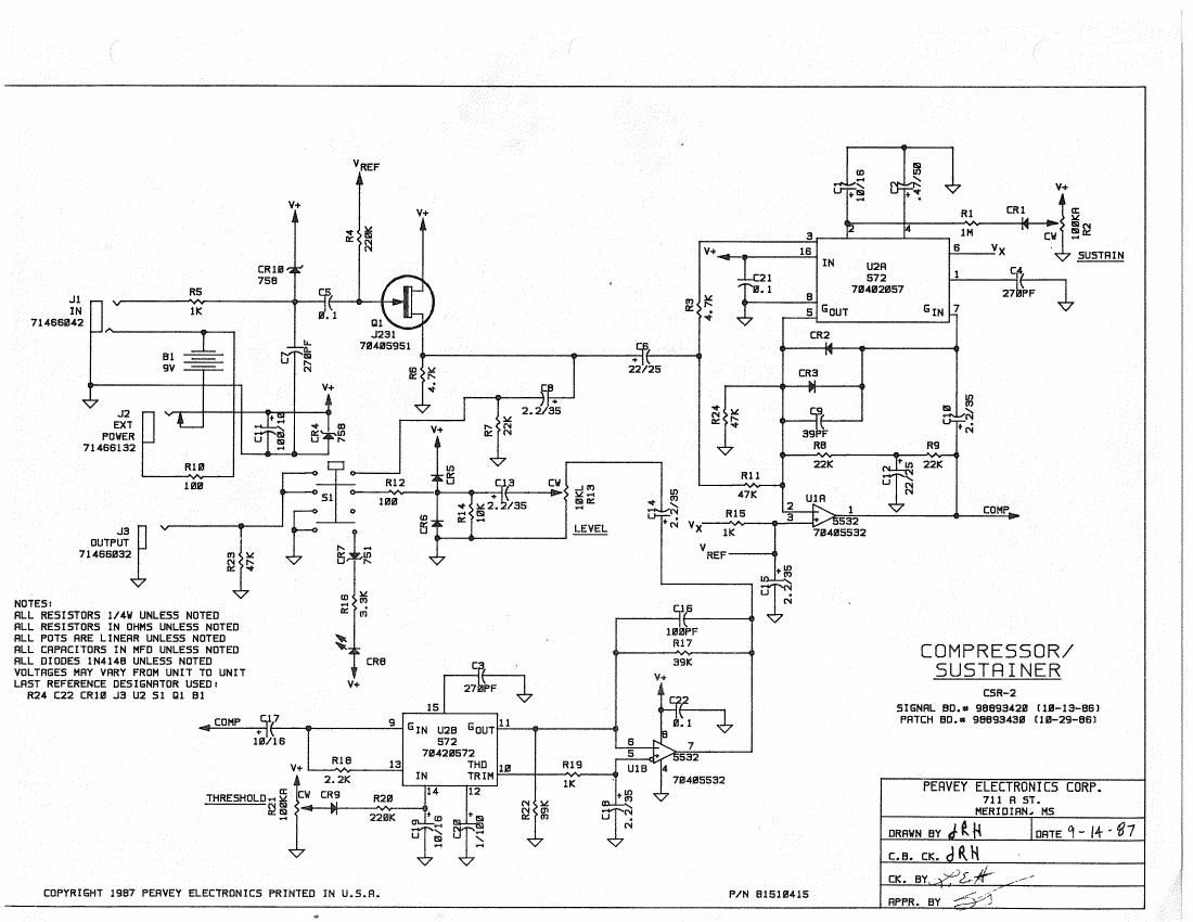 Peavey CSR 2 Compressor Pedal Schematic