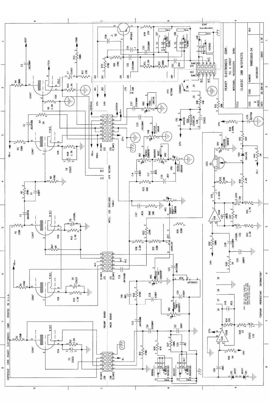 Peavey Classic 100 FX Schematics